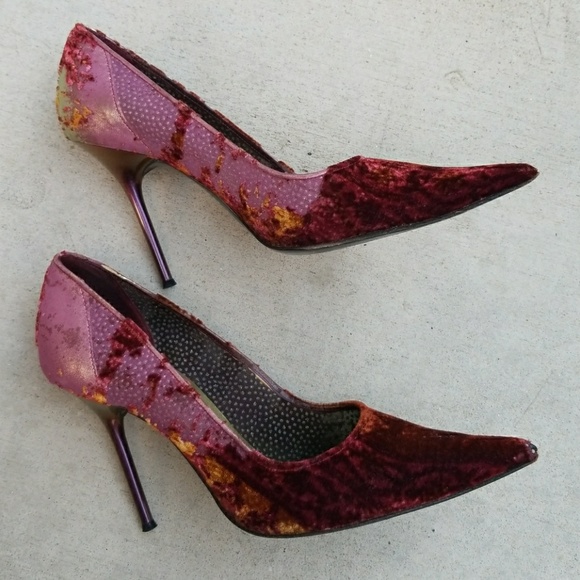 Rene Caovilla velvet silk pumps high heels shoes - Picture 6 of 7